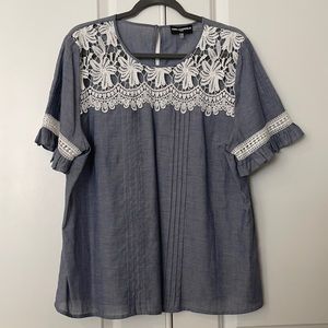 denim style peasant blouse